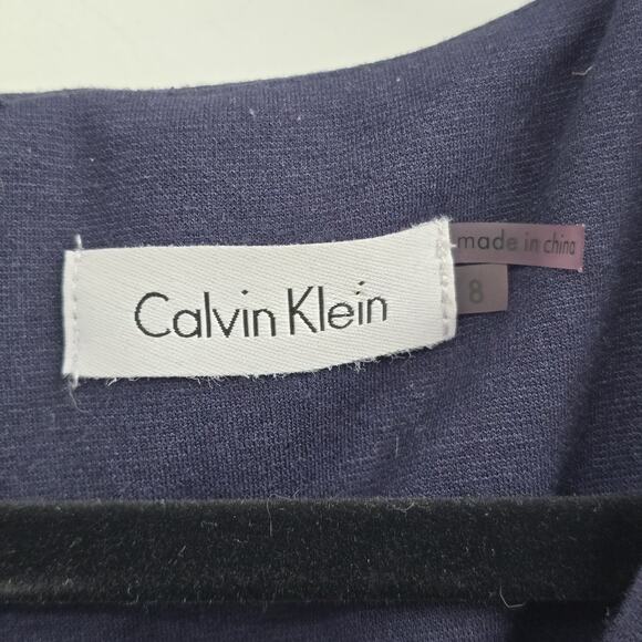 Calvin Klein Blue Sheath Dress Sleeveless Pleated Work - Picture 5 of 7